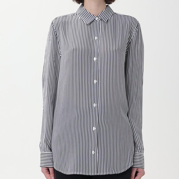 Eqipment Essential Silk Striped Long Sleeved Shirt sz L - Picture 1 of 7